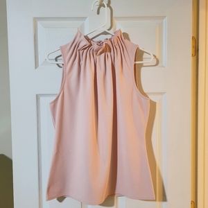 Ann Taylor | Pink Sleeveless Ruffle Blouse